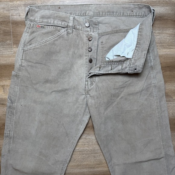 Diesel Carpenter Jeans Men 31x32 Beige Corduroy Relaxed Straight Leg Workwear - Picture 4 of 16
